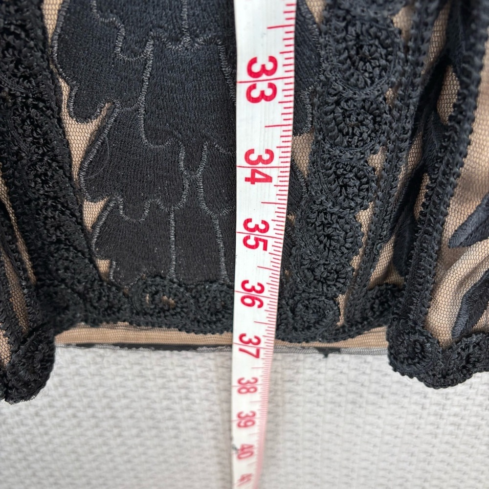 Vtg Sue Wong Black Lace Illusion Beaded Evening Cocktail Dress Sheer Back Small - Picture 12 of 12